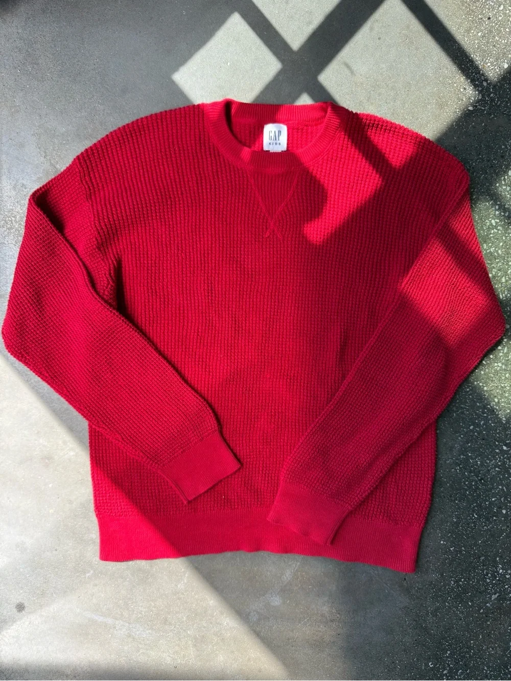 GAP 100% Cotton Red Crewneck Knit Sweater